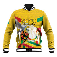 Personalized Guinea Independence Day Baseball Jacket Coat Of Arms With African Pattern - Wonder Print Shop