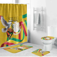 Guinea Independence Day Bathroom Set Coat Of Arms With African Pattern - Wonder Print Shop