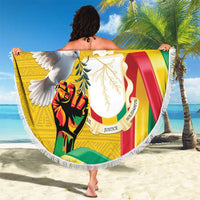 Guinea Independence Day Beach Blanket Coat Of Arms With African Pattern - Wonder Print Shop