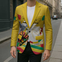 Personalized Guinea Independence Day Blazer Coat Of Arms With African Pattern - Wonder Print Shop