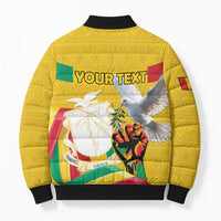 Personalized Guinea Independence Day Bomber Puffer Jacket Coat Of Arms With African Pattern - Wonder Print Shop