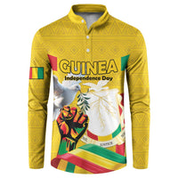 Personalized Guinea Independence Day Button Sweatshirt Coat Of Arms With African Pattern - Wonder Print Shop