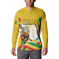 Personalized Guinea Independence Day Button Sweatshirt Coat Of Arms With African Pattern - Wonder Print Shop