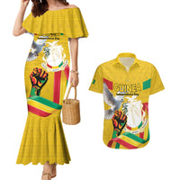 Personalized Guinea Independence Day Couples Matching Mermaid Dress and Hawaiian Shirt Coat Of Arms With African Pattern - Wonder Print Shop