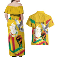 Personalized Guinea Independence Day Couples Matching Off Shoulder Maxi Dress and Hawaiian Shirt Coat Of Arms With African Pattern - Wonder Print Shop