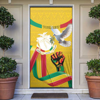 Guinea Independence Day Door Cover Coat Of Arms With African Pattern - Wonder Print Shop
