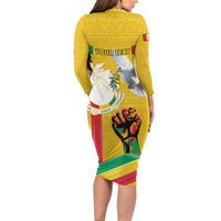Personalized Guinea Independence Day Family Matching Long Sleeve Bodycon Dress and Hawaiian Shirt Coat Of Arms With African Pattern - Wonder Print Shop