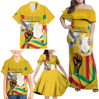 Personalized Guinea Independence Day Family Matching Off Shoulder Maxi Dress and Hawaiian Shirt Coat Of Arms With African Pattern - Wonder Print Shop