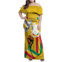 Personalized Guinea Independence Day Family Matching Off Shoulder Maxi Dress and Hawaiian Shirt Coat Of Arms With African Pattern - Wonder Print Shop