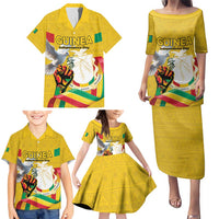 Personalized Guinea Independence Day Family Matching Puletasi and Hawaiian Shirt Coat Of Arms With African Pattern - Wonder Print Shop