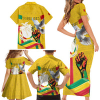 Personalized Guinea Independence Day Family Matching Short Sleeve Bodycon Dress and Hawaiian Shirt Coat Of Arms With African Pattern - Wonder Print Shop