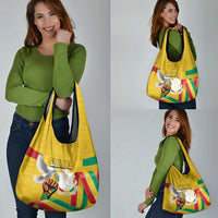 Guinea Independence Day Grocery Bag Coat Of Arms With African Pattern - Wonder Print Shop