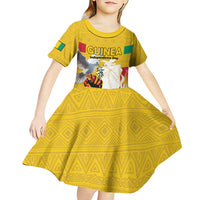 Personalized Guinea Independence Day Kid Short Sleeve Dress Coat Of Arms With African Pattern - Wonder Print Shop