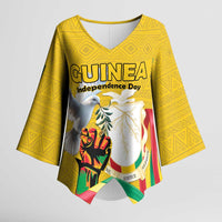 Personalized Guinea Independence Day Kimono Sleeve Blouse Coat Of Arms With African Pattern - Wonder Print Shop