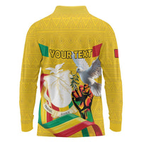 Personalized Guinea Independence Day Long Sleeve Polo Shirt Coat Of Arms With African Pattern - Wonder Print Shop