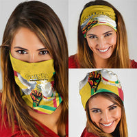 Guinea Independence Day Neck Gaiter Coat Of Arms With African Pattern - Wonder Print Shop