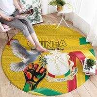 Guinea Independence Day Round Carpet Coat Of Arms With African Pattern - Wonder Print Shop