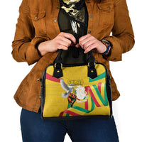 Guinea Independence Day Shoulder Handbag Coat Of Arms With African Pattern - Wonder Print Shop