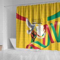 Guinea Independence Day Shower Curtain Coat Of Arms With African Pattern - Wonder Print Shop