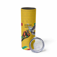 Personalized Guinea Independence Day Skinny Tumbler Coat Of Arms With African Pattern - Wonder Print Shop