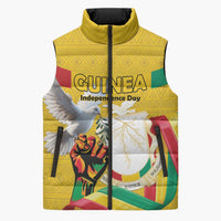 Personalized Guinea Independence Day Sleeveless Puffer Jacket Coat Of Arms With African Pattern - Wonder Print Shop
