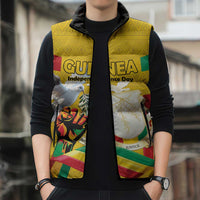 Personalized Guinea Independence Day Sleeveless Puffer Jacket Coat Of Arms With African Pattern - Wonder Print Shop
