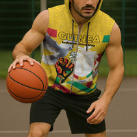 Personalized Guinea Independence Day Sleeveless Zip Hoodie Coat Of Arms With African Pattern - Wonder Print Shop