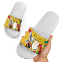 Guinea Independence Day Slide Sandals Coat Of Arms With African Pattern - Wonder Print Shop