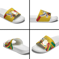 Guinea Independence Day Slide Sandals Coat Of Arms With African Pattern - Wonder Print Shop