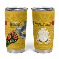 Personalized Guinea Independence Day Tumbler Cup Coat Of Arms With African Pattern - Wonder Print Shop