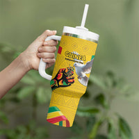 Personalized Guinea Independence Day Tumbler With Handle Coat Of Arms With African Pattern - Wonder Print Shop