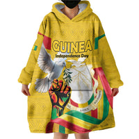 Personalized Guinea Independence Day Wearable Blanket Hoodie Coat Of Arms With African Pattern - Wonder Print Shop