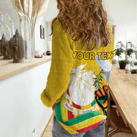 Personalized Guinea Independence Day Women Casual Shirt Coat Of Arms With African Pattern - Wonder Print Shop