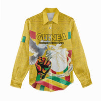 Personalized Guinea Independence Day Women Casual Shirt Coat Of Arms With African Pattern - Wonder Print Shop