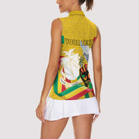 Personalized Guinea Independence Day Women Sleeveless Polo Shirt Coat Of Arms With African Pattern - Wonder Print Shop