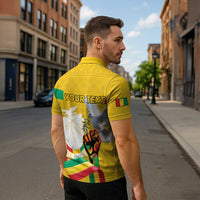 Personalized Guinea Independence Day Zipper Polo Shirt Coat Of Arms With African Pattern - Wonder Print Shop