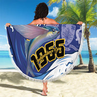 Personalised Barbados Independence Day Beach Blanket Flying Fish Flag Pattern - Wonder Print Shop