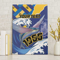Personalised Barbados Independence Day Canvas Wall Art Flying Fish Flag Pattern - Wonder Print Shop