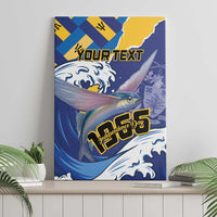 Personalised Barbados Independence Day Canvas Wall Art Flying Fish Flag Pattern - Wonder Print Shop