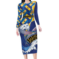 Personalised Barbados Independence Day Family Matching Long Sleeve Bodycon Dress and Hawaiian Shirt Flying Fish Flag Pattern - Wonder Print Shop