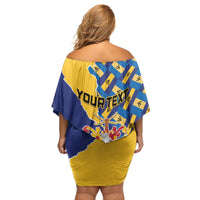 Personalised Barbados Independence Day Family Matching Off Shoulder Short Dress and Hawaiian Shirt Flying Fish Flag Pattern - Wonder Print Shop