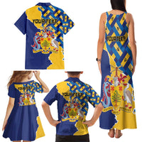 Personalised Barbados Independence Day Family Matching Tank Maxi Dress and Hawaiian Shirt Flying Fish Flag Pattern - Wonder Print Shop