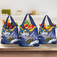 Personalised Barbados Independence Day Grocery Bag Flying Fish Flag Pattern