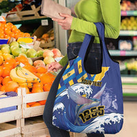 Personalised Barbados Independence Day Grocery Bag Flying Fish Flag Pattern