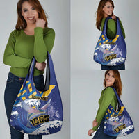 Personalised Barbados Independence Day Grocery Bag Flying Fish Flag Pattern