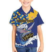 Personalised Barbados Independence Day Kid Hawaiian Shirt Flying Fish Flag Pattern - Wonder Print Shop