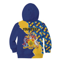 Personalised Barbados Independence Day Kid Hoodie Flying Fish Flag Pattern - Wonder Print Shop