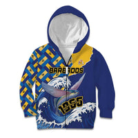Personalised Barbados Independence Day Kid Hoodie Flying Fish Flag Pattern - Wonder Print Shop