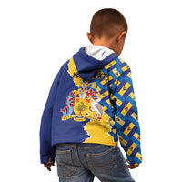 Personalised Barbados Independence Day Kid Hoodie Flying Fish Flag Pattern - Wonder Print Shop