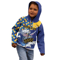 Personalised Barbados Independence Day Kid Hoodie Flying Fish Flag Pattern - Wonder Print Shop